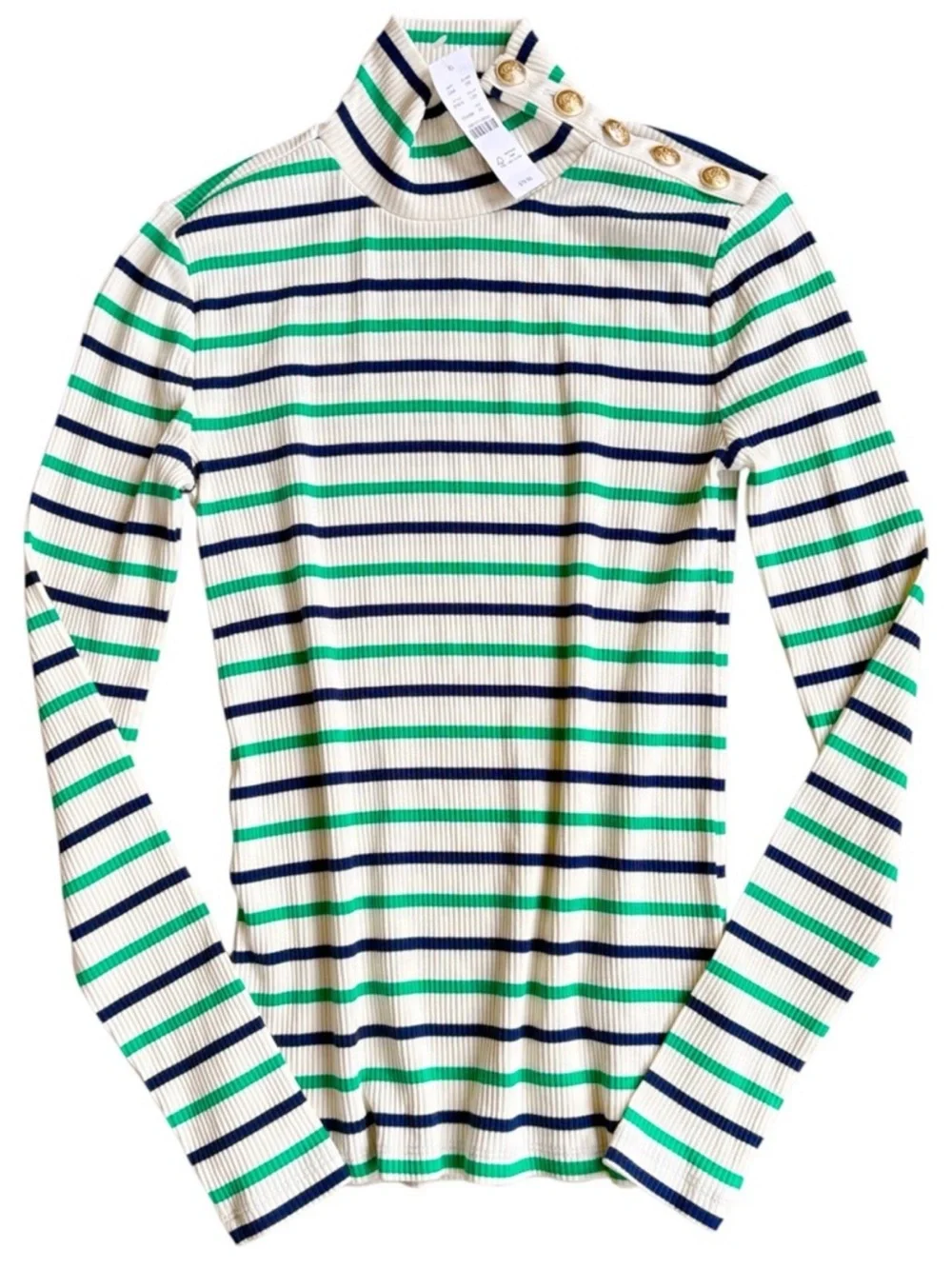 NWT J. Crew Ribbed Turtleneck With Buttons Size XS Retail $79.50